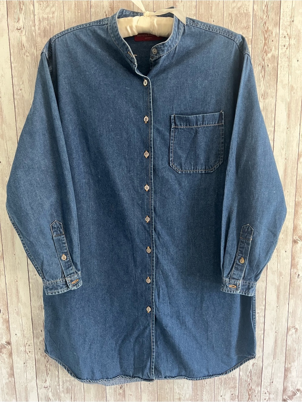 Banana Republic Vintage Blue Denim Mini Shirt Dress Classic Understated XS